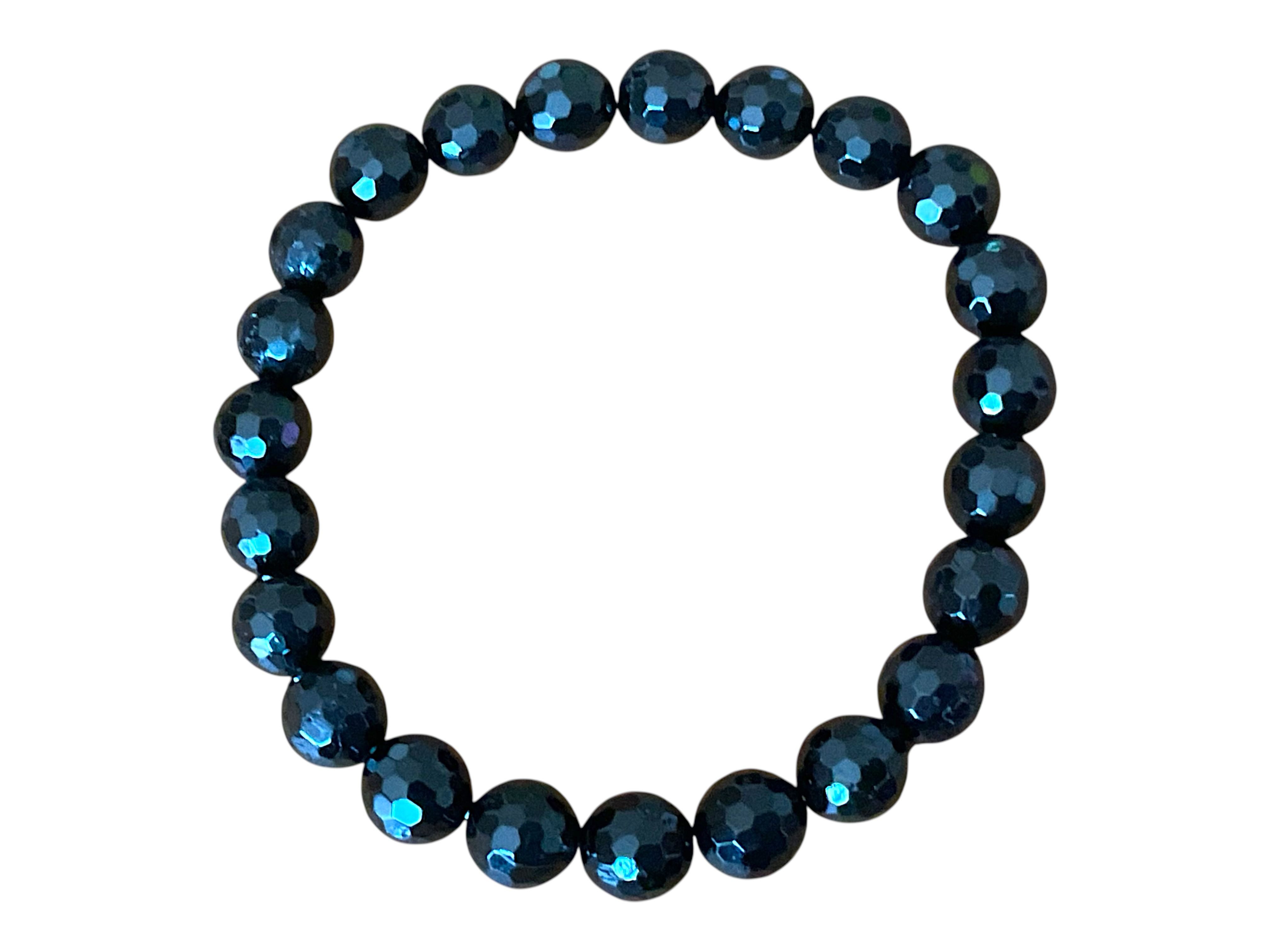 Steinfixx® Perlenarmband Turmalin (Schörl) Durchmesser 8mm, facettiert, handgefertigt (Länge 18,0 cm, 1-tlg., incl. Geschenkverpackung), AAA-Qualität aus Brasil – Bild 2 von 5