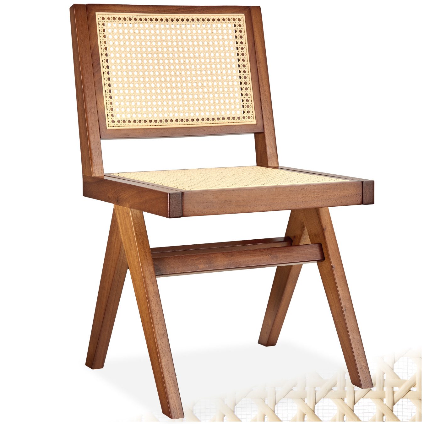 tectake Esszimmerstuhl Holzstuhl Lissy mit Wiener Geflecht im Boho-Stil (Se günstig online kaufen