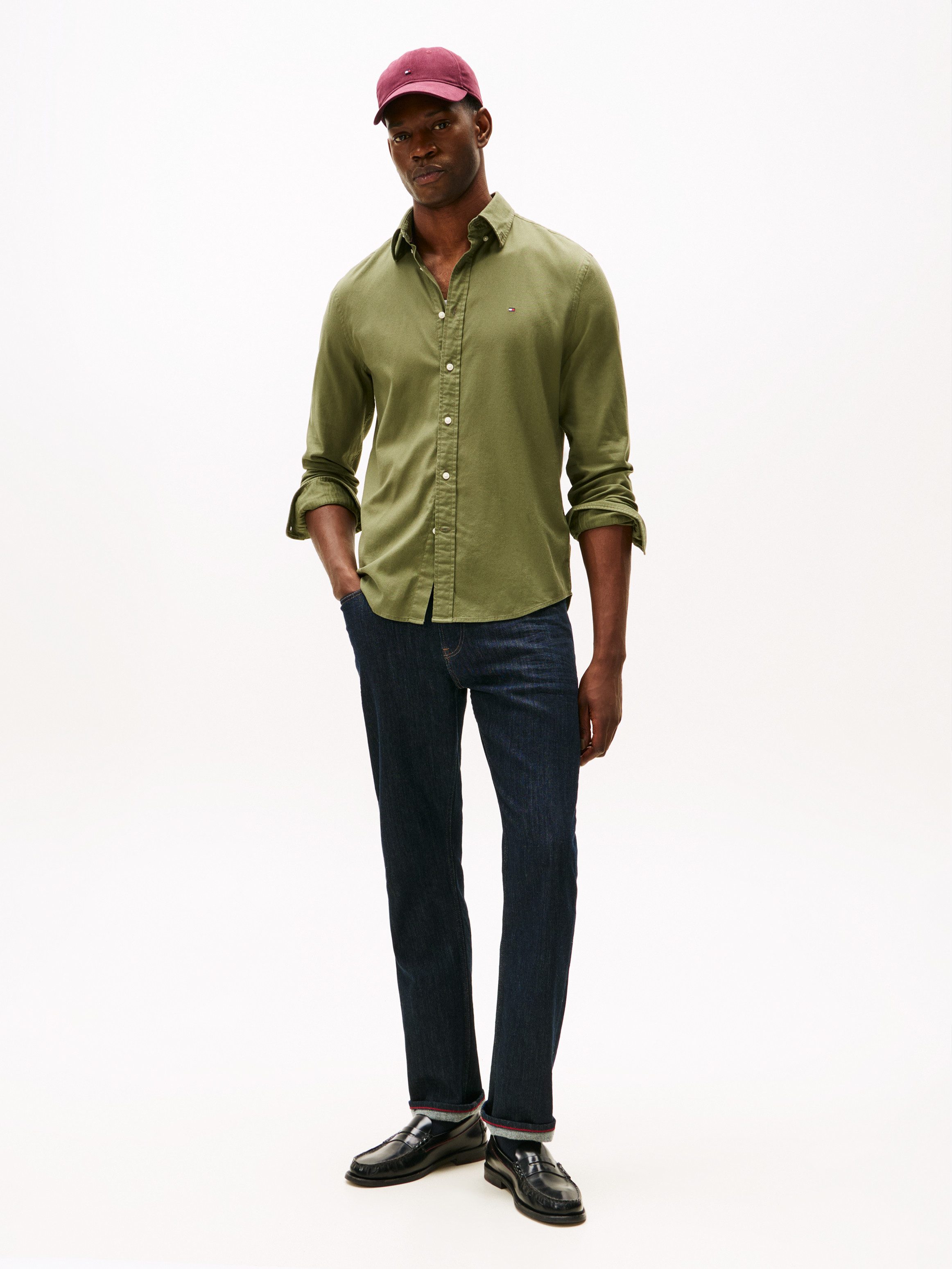 Tommy Hilfiger Langarmhemd FLEX FLANNEL SOLID SHIRT Regular fit