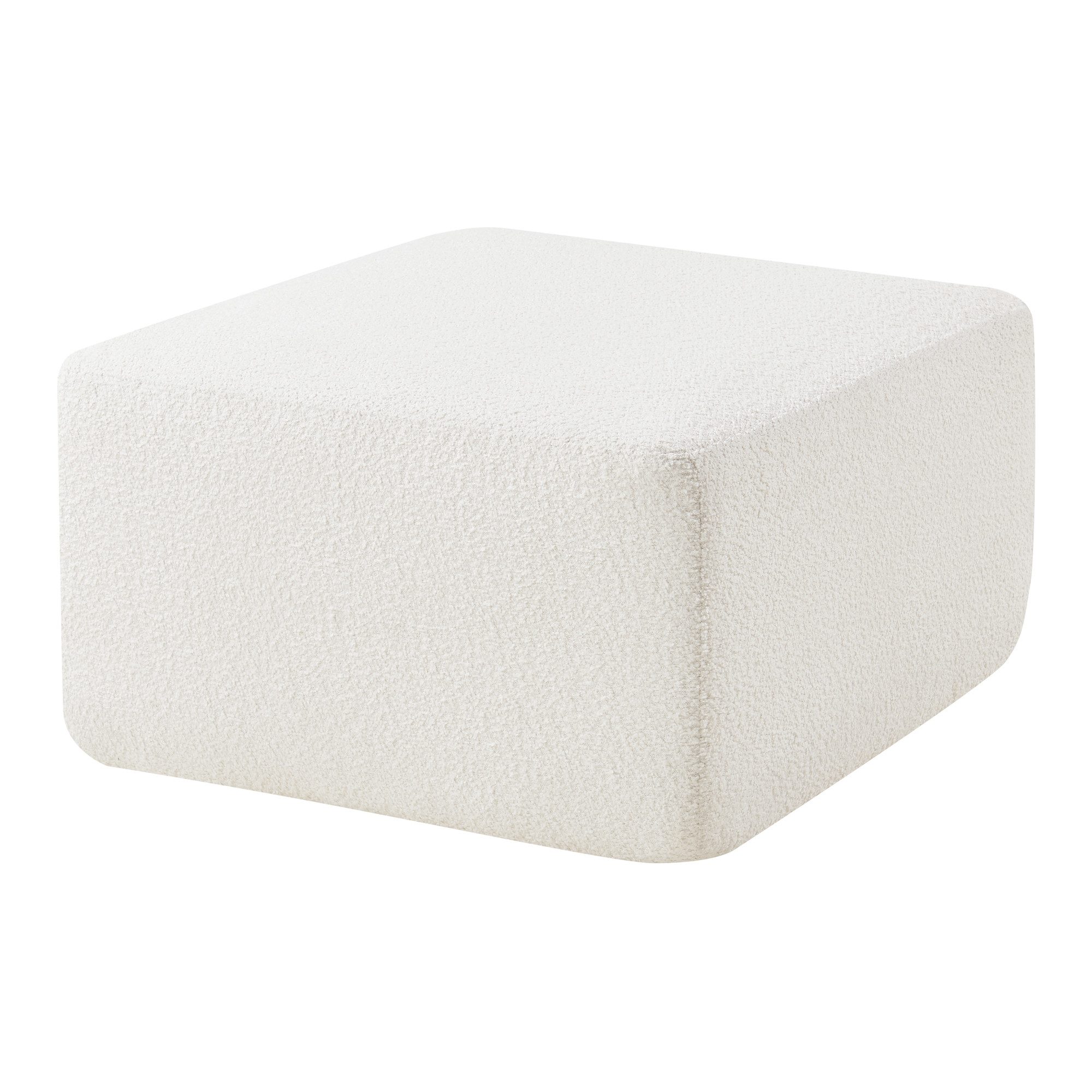 en.casa Sofaelement, »Hurvas« Sofa-Modul Hocker Bouclé Cremeweiß