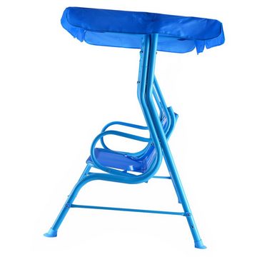 COSTWAY Doppelschaukel Kinderschaukel, mit Sonnendach, 2-Sitzer, Blau