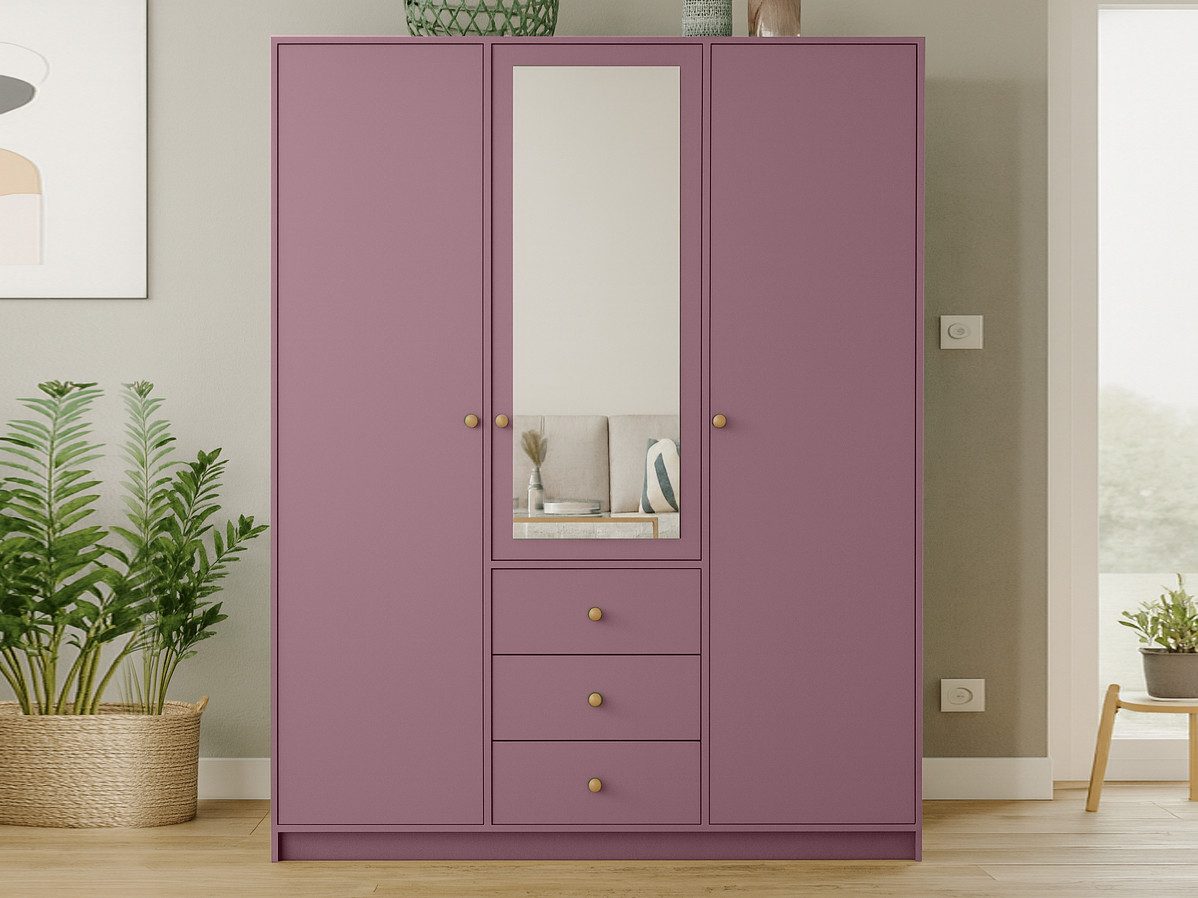 Beautysofa Kleiderschrank mit Spiegel und 3 Schubladen (Zur Auswahl: zweitürig, dreitürig oder viertürig, verschiedene Farben) Höhe 200 cm