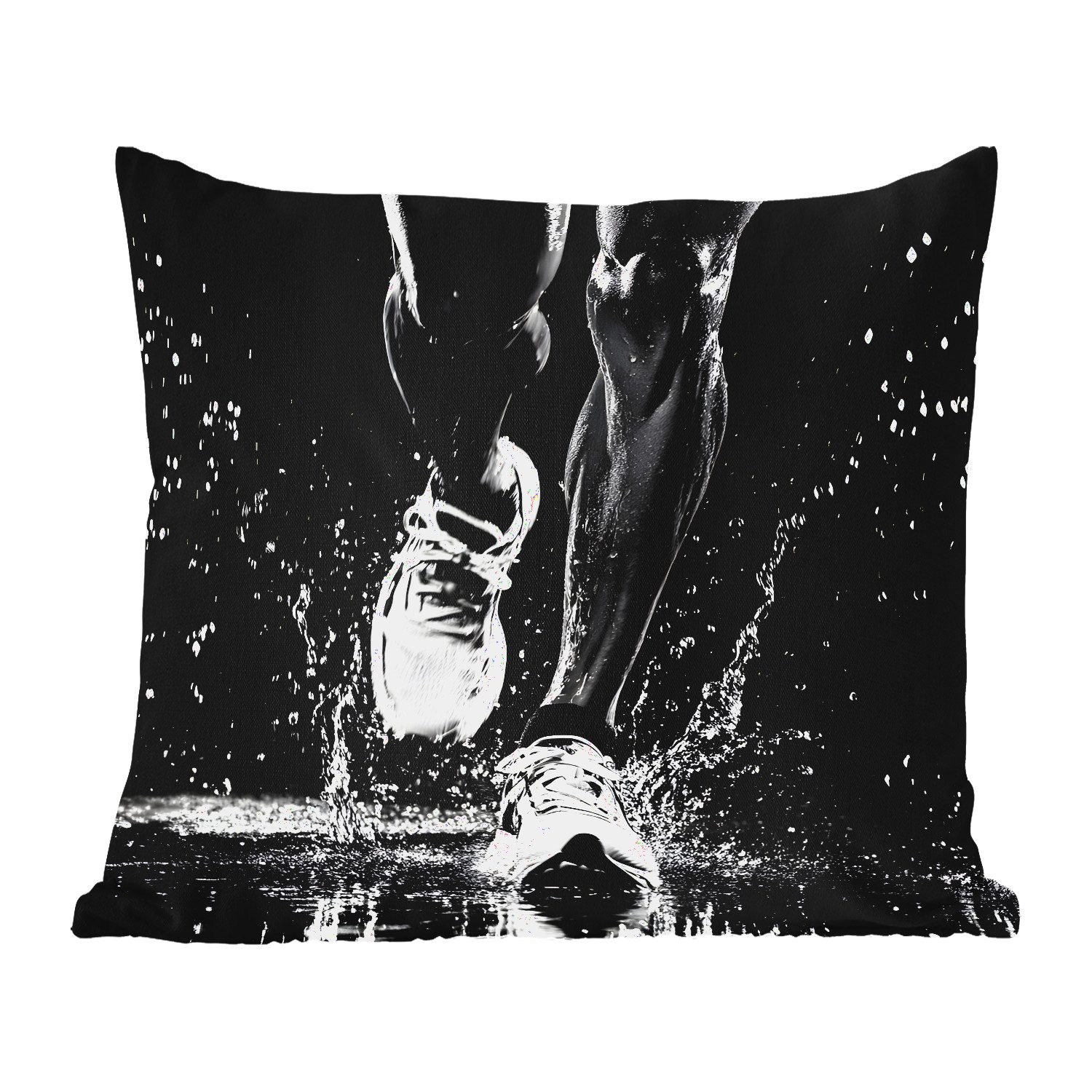 MuchoWow Dekokissen Laufschuhe - Laufen - Drops - Schwarz, Kissenhülle für den Außenbereich, Outdoor, Kissen, 50x50 cm