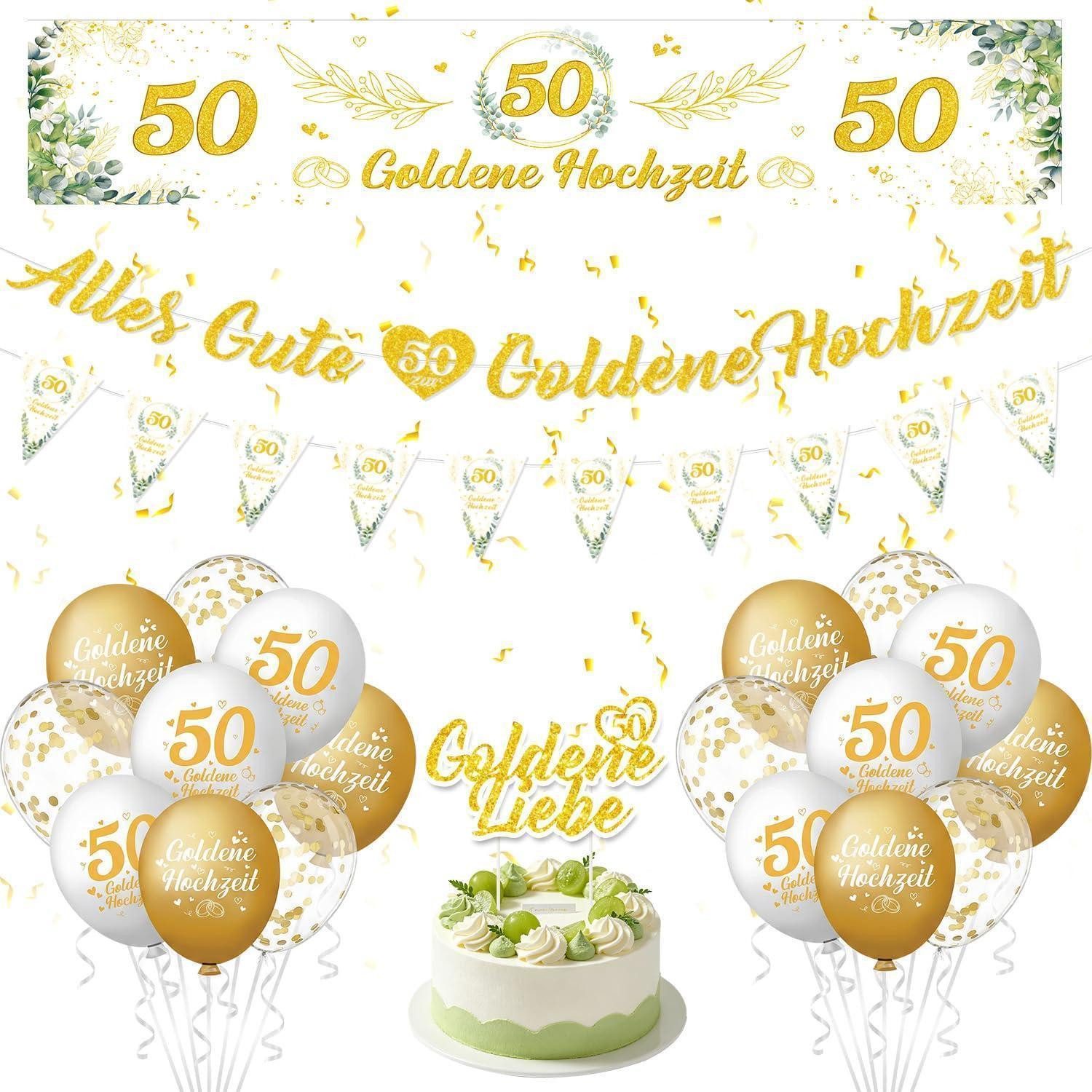 LuxusKollektion Deko-Schriftzug Goldene Hochzeit Deko Set 22-teilig (22 St)
