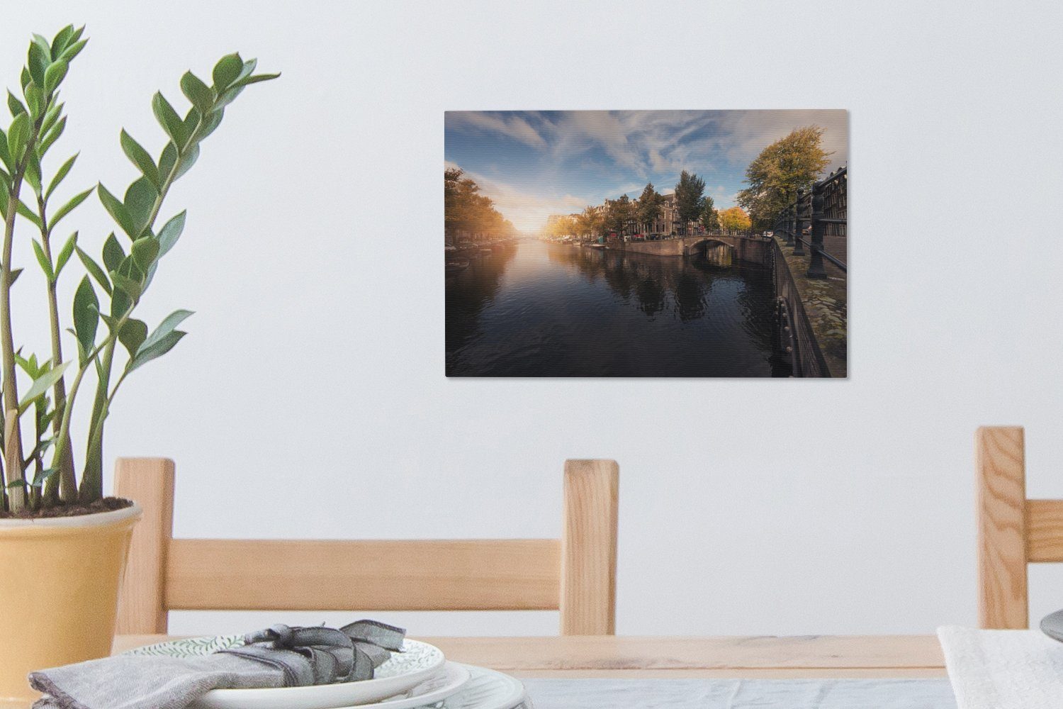 cm bei Sonnenuntergang, Wandbild OneMillionCanvasses® Leinwandbilder, Leinwandbild St), 30x20 (1 Keizersgracht Wanddeko, Amsterdams Aufhängefertig,