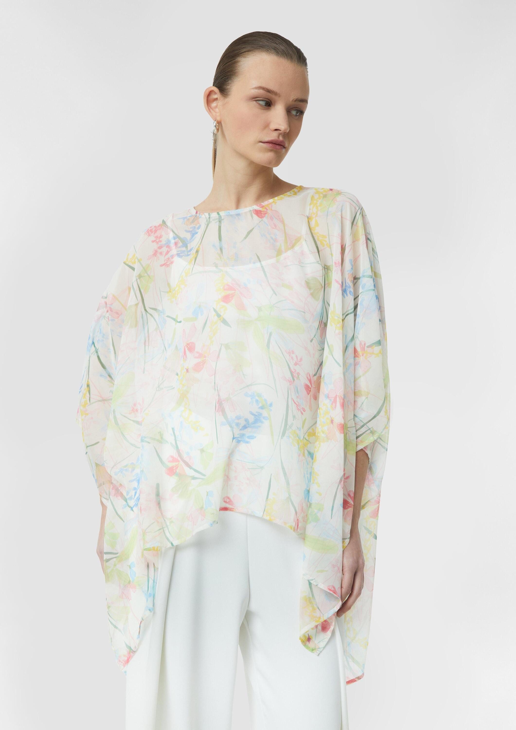 comma Poncho Indoor-Poncho Gemustertes Poncho-Cape aus Chiffon (1-St)