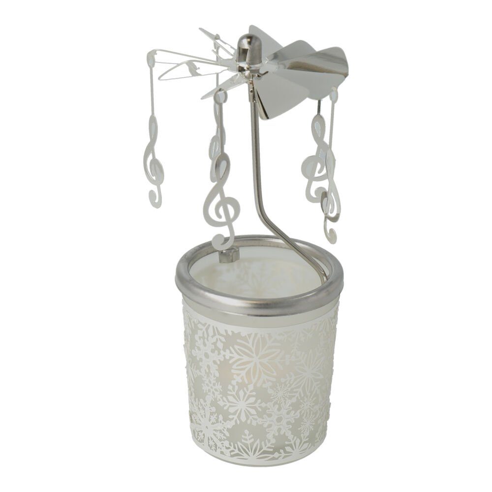 mugesh Tischkerzenhalter Windlicht Glas-Karussell mit Violinschlüssel, für Musiker