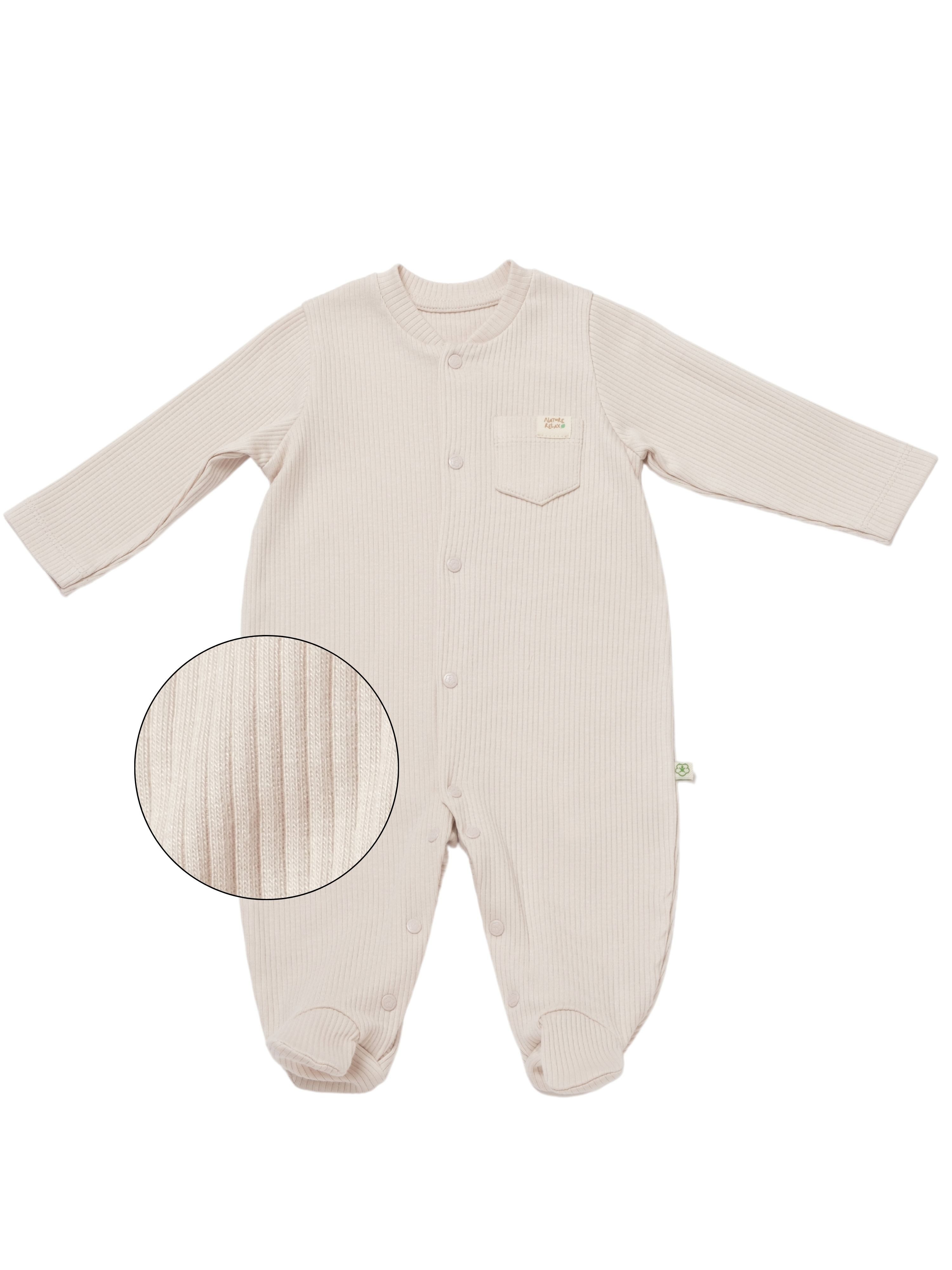 biorganic Strampler Baby Nature Relax Modal für Jungen und Mädchen Unisex Langarm (1-tlg) gerippte Textilstruktur (Ripp), Modal und Bio-Baumwolle, Größe 56 - 68