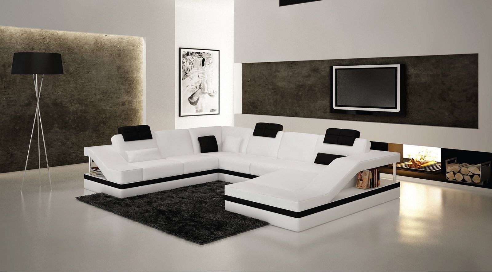 JVmoebel Ecksofa, Designer Couch U Form Ecksofa Polster Couch Leder Garnituren Weiß