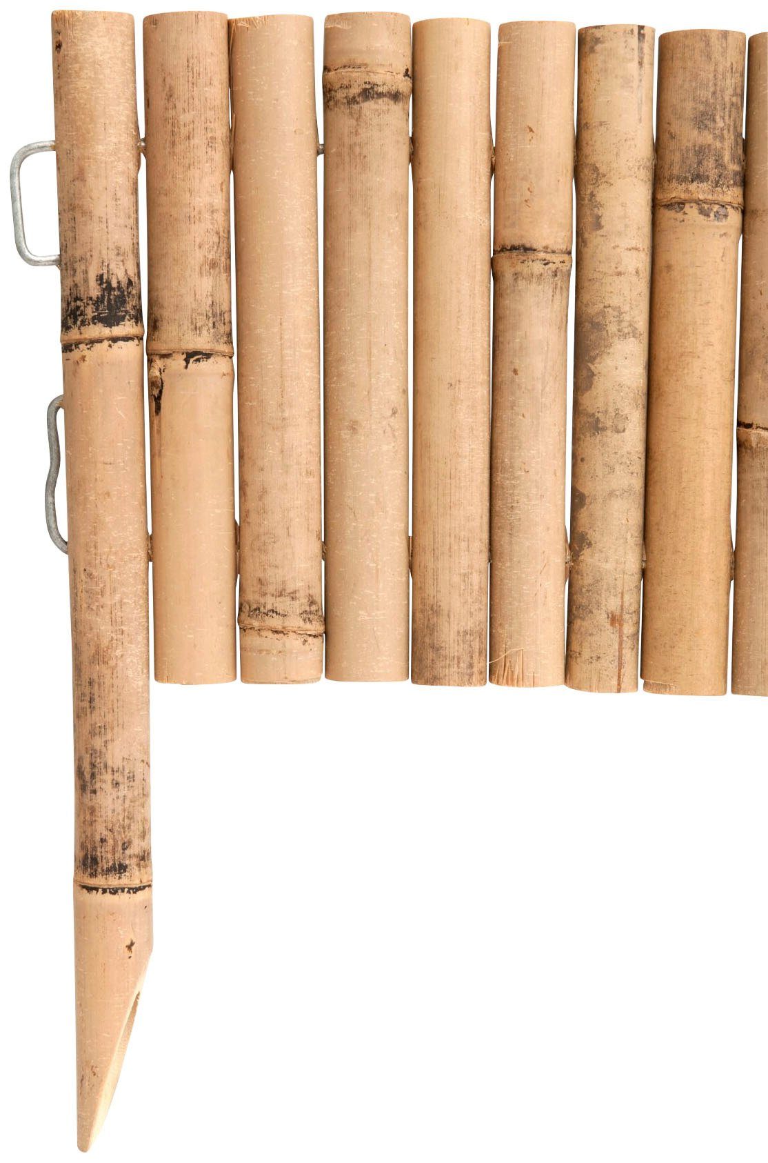 Windhager Beetumrandung aus Bambus für Blumen- und Gemüsebeete, flexible Beeteinfassung, LxH: 100x35 cm, Abgrenzung für runde und eckige Flächen, 100 x 35 cm