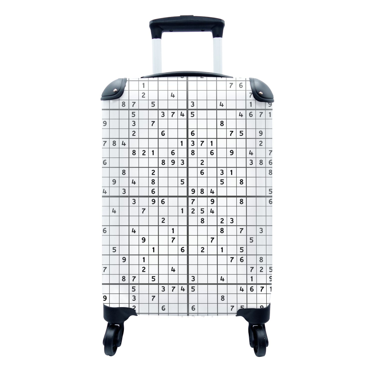 MuchoWow Handgepäckkoffer Sudoku - Puzzle - Muster, 4 Rollen, Reisetasche mit rollen, Handgepäck für Ferien, Trolley, Reisekoffer
