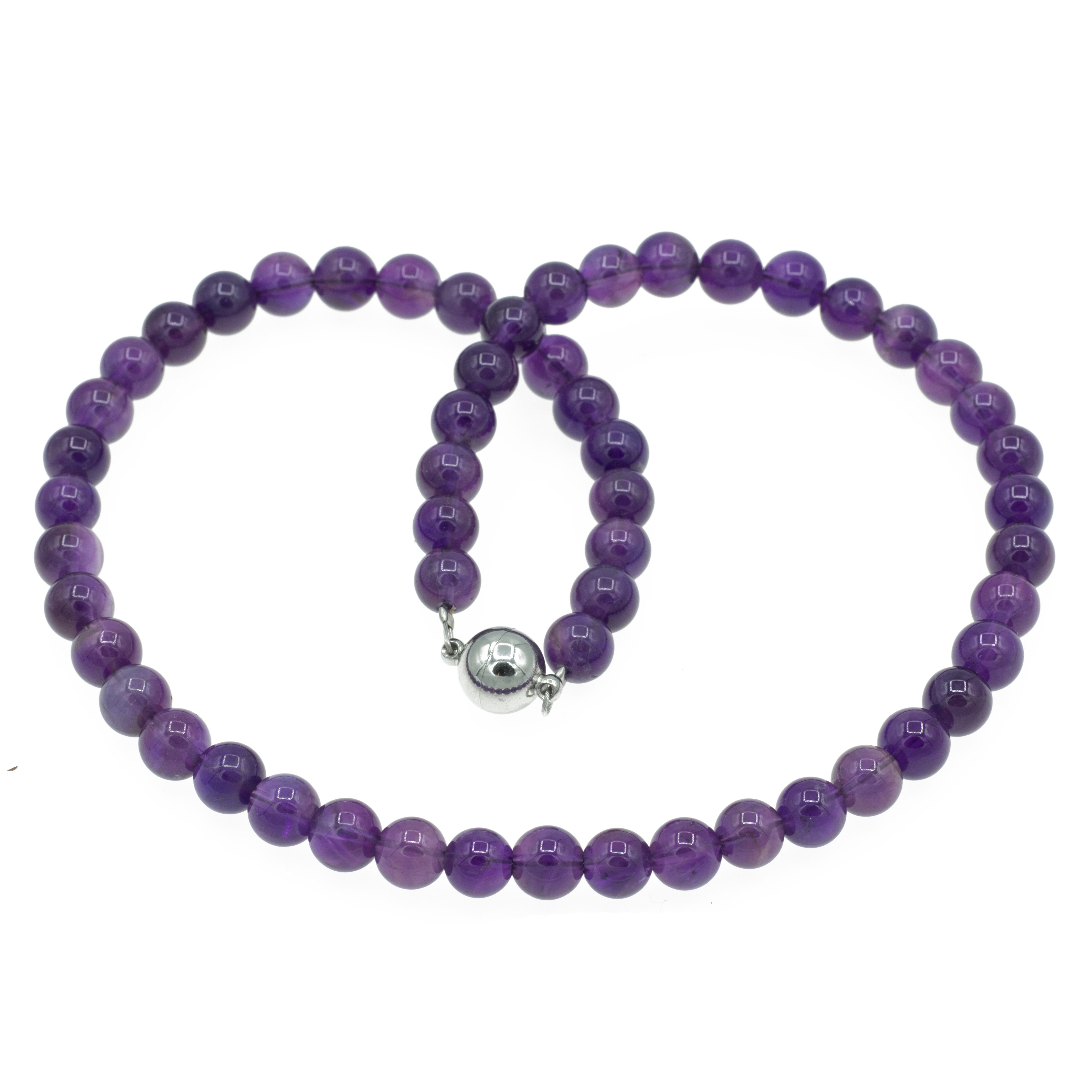 Bella Carina Perlenkette Kette mit hochwertigen Amethyst Perlen 8 mm, Magne günstig online kaufen