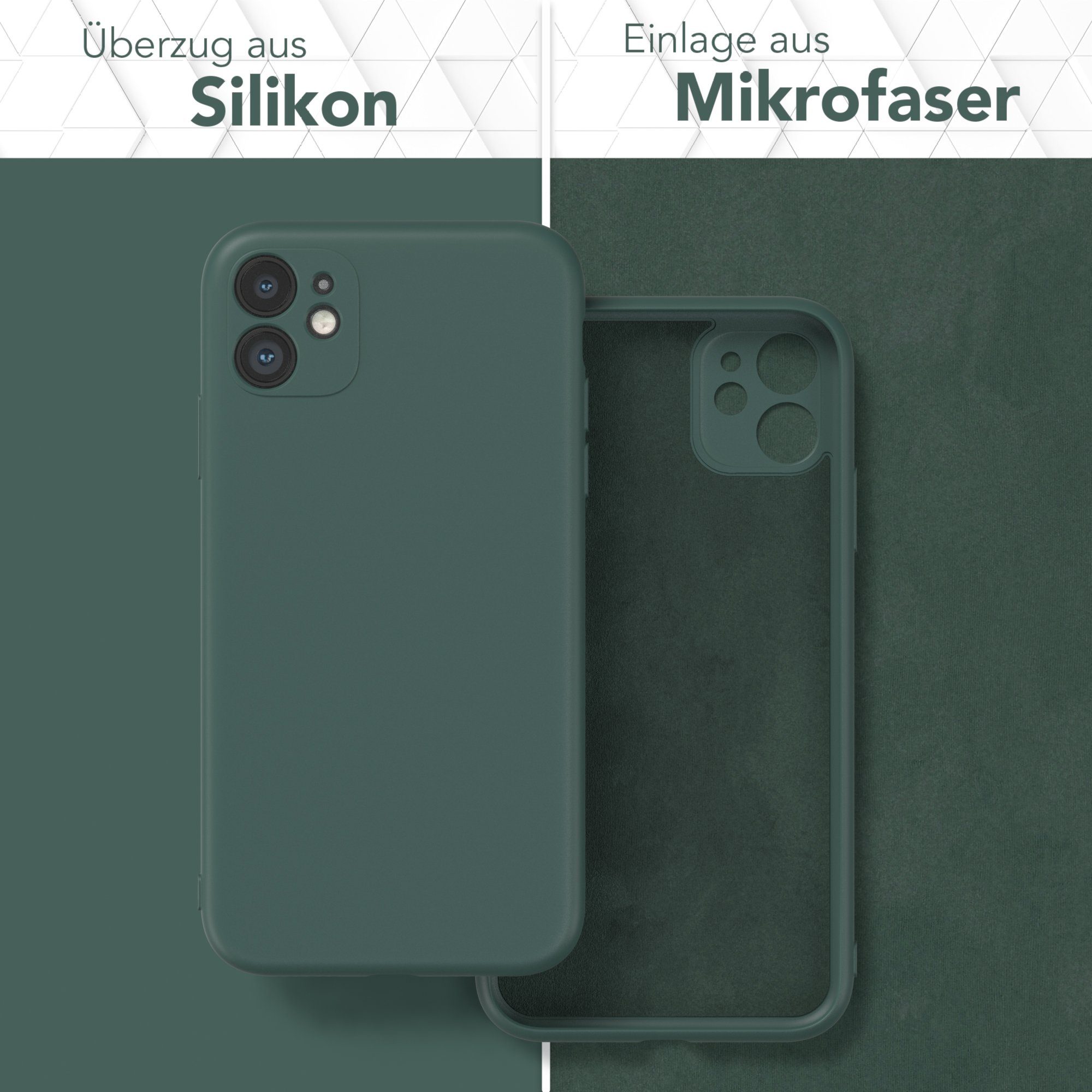EAZY CASE Handyhülle für Apple iPhone 11 Hülle Silikon 6,1 Zoll, Silikon Schutzhülle mit Kameraschutz kratzfest bumper Grün / Nachtgrün