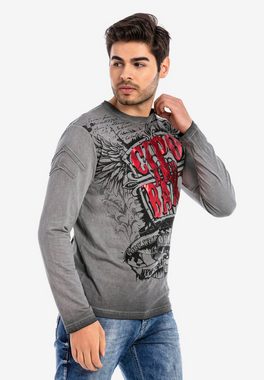 Cipo & Baxx Langarmshirt mit großem Aufdruck