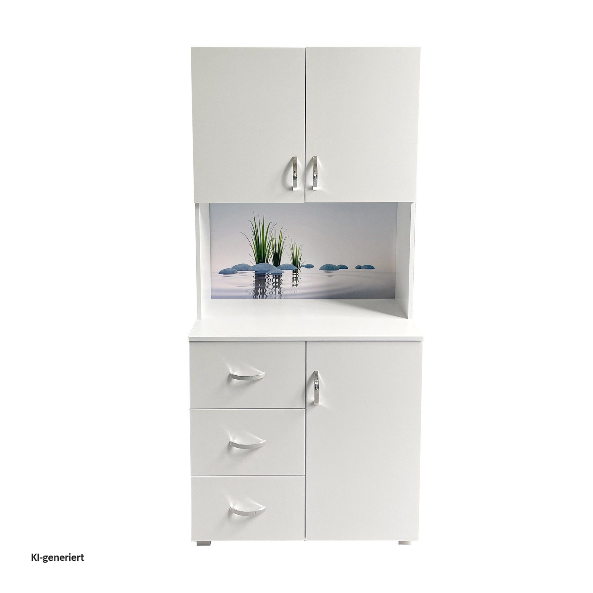 HTI-Living Hochschrank Badschrank Blanca Wellness Motiv Steine (Stück, 1-St., 1 Badschrank) Hochschrank 6 Regalfächer 3 Schubladen