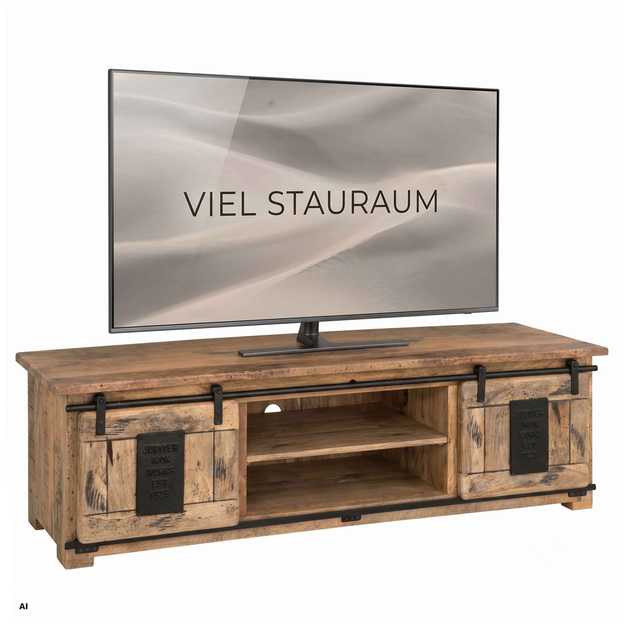MR.DEKO Kommode Florenz Mango Vintage 180 x 55 x 50 cm, Lowboard TV Schrank (TV-Board 180cm breit, passende Möbel erhältlich), 3 Schubladen, 2 Schiebetüren, Vintage mit Metallrahmen