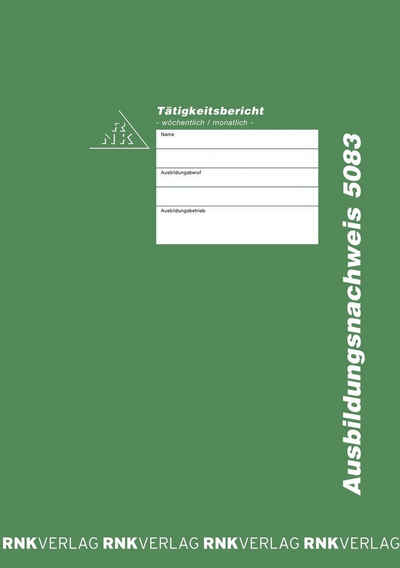RNK Verlag Formularblock RNK Verlag Ausbildungsnachweis-Heft, wöchentlich/monatlich