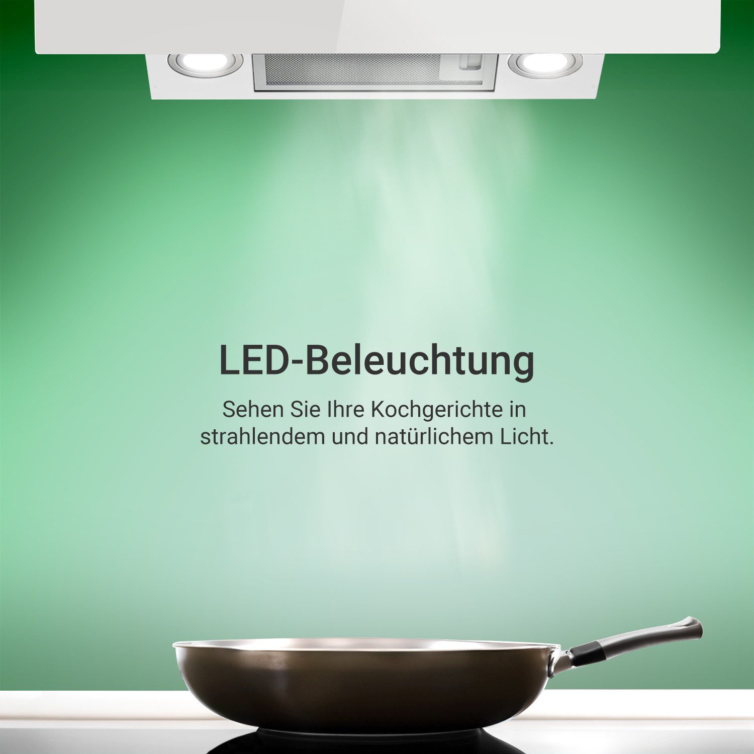 KKT KOLBE Wandhaube Dunstabzugshaube 80cm ECCO8005WM RGBW Ambientebeleuchtung Dunstabzugshaube 80cm ECCO8005WM RGBW Ambientebeleuchtung, Kopffrei / 80cm / Smarte WiFi-App / Weiß / Glas / Schräghaube