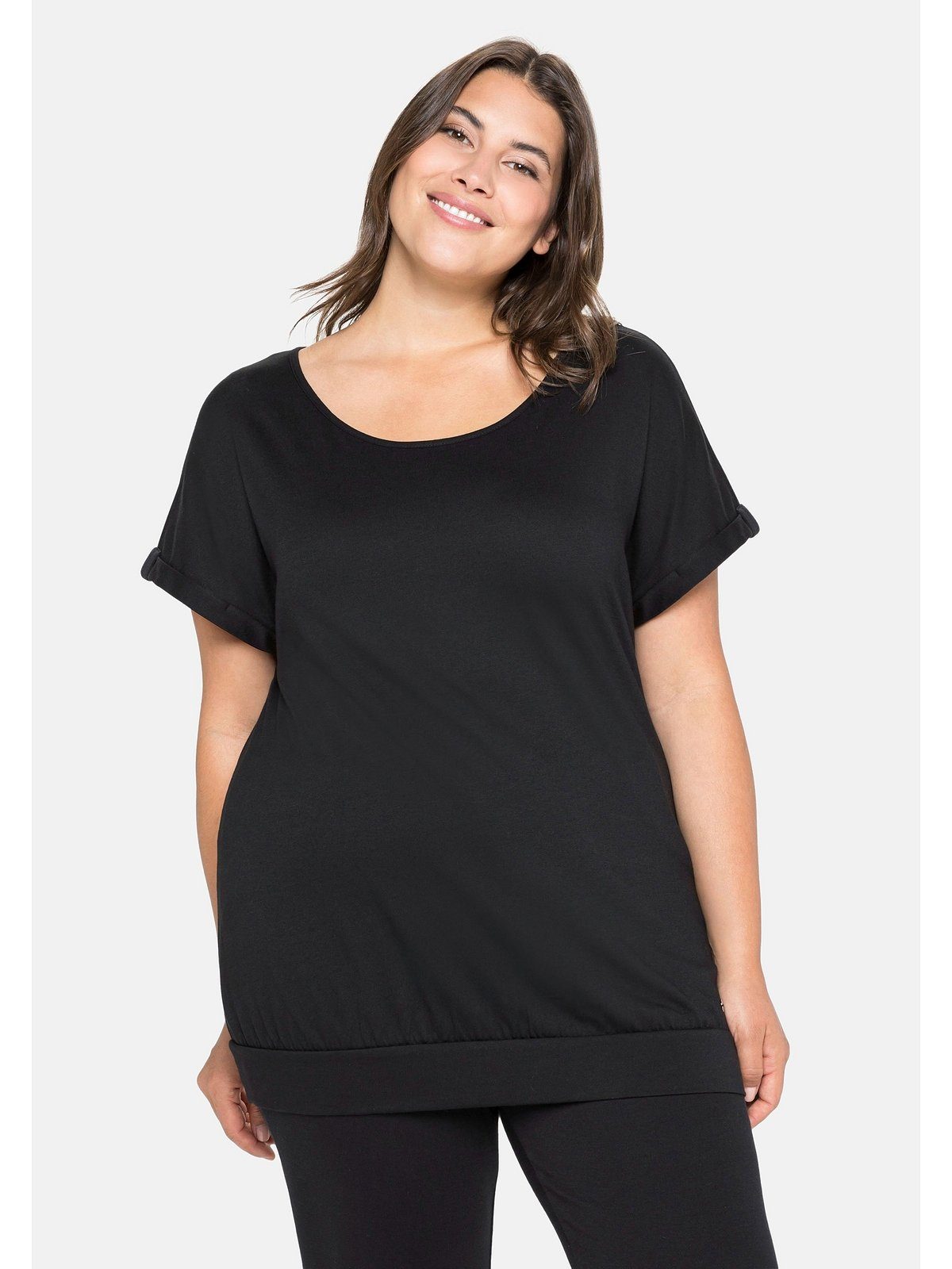 Damen Shirts Sheego T-Shirt Relaxshirt mit Streifen-Applikation hinten