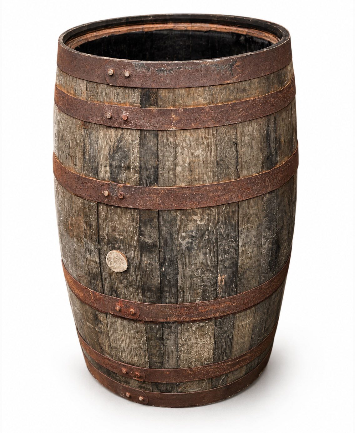 Temesso Regentonne 190L Whiskyfass, Eichenfass geöffnet als Regentonne, 190 l