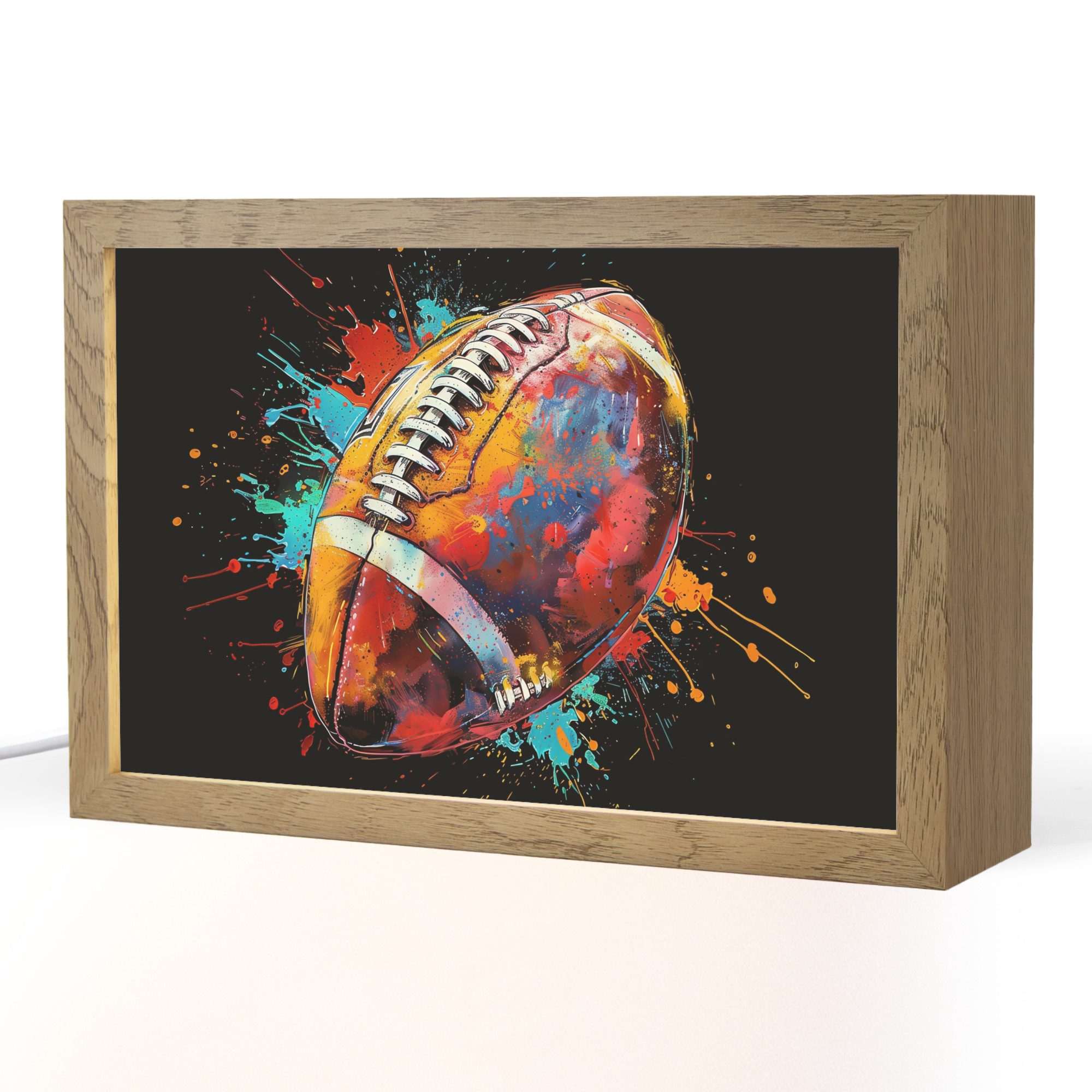 OnlyWow Tischleuchte Graffiti - Sport - Rugby - American Football, Dimmbar, Farbwechsel, LED, Warmweiß, Kaltweiß, Neutralweiß Einstellbar, Tischlampe, Schreibtischlampe, Desk, Dimmbar, mit Kabel, LED