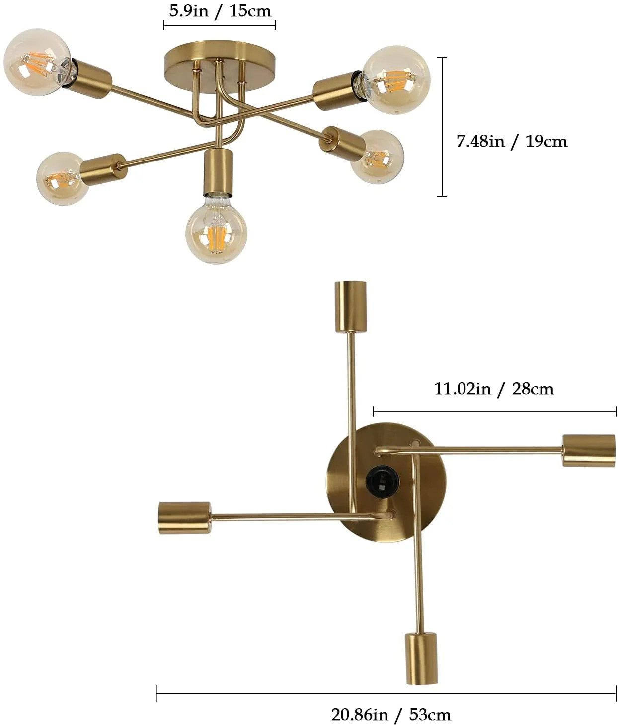 Goeco Deckenleuchten Bend Tube Deckenleuchte,Eisen Dekoleuchte,Gold,für günstig online kaufen