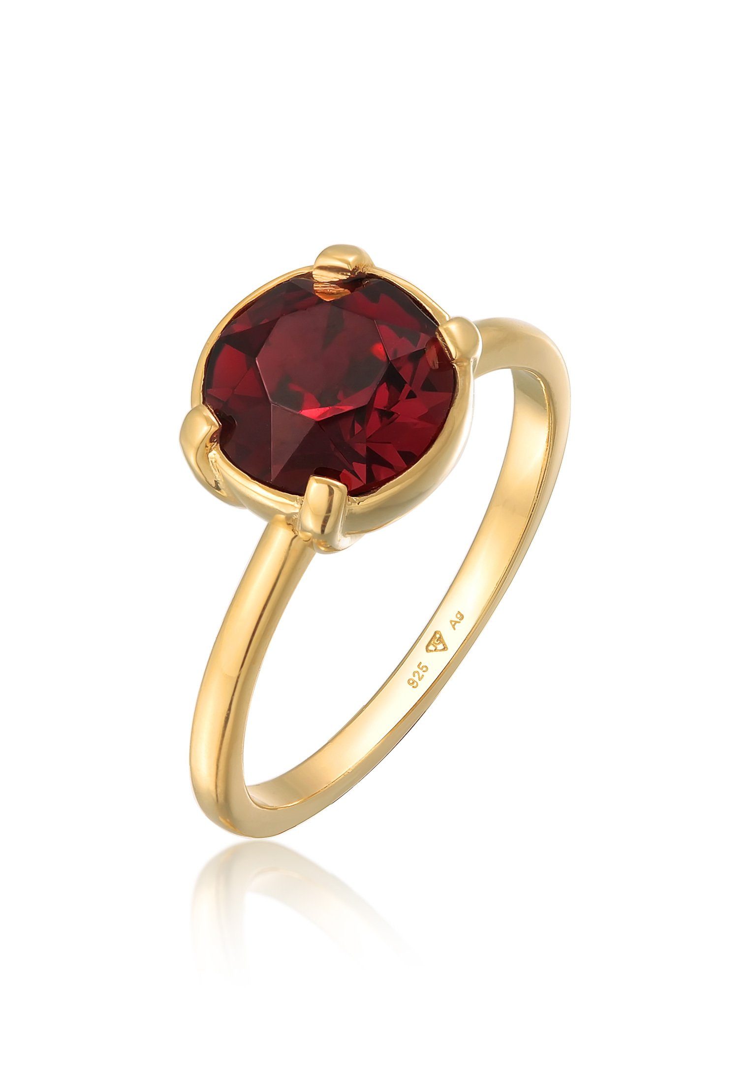 Fingerring Solitär Kristalle 925 Silber vergoldet