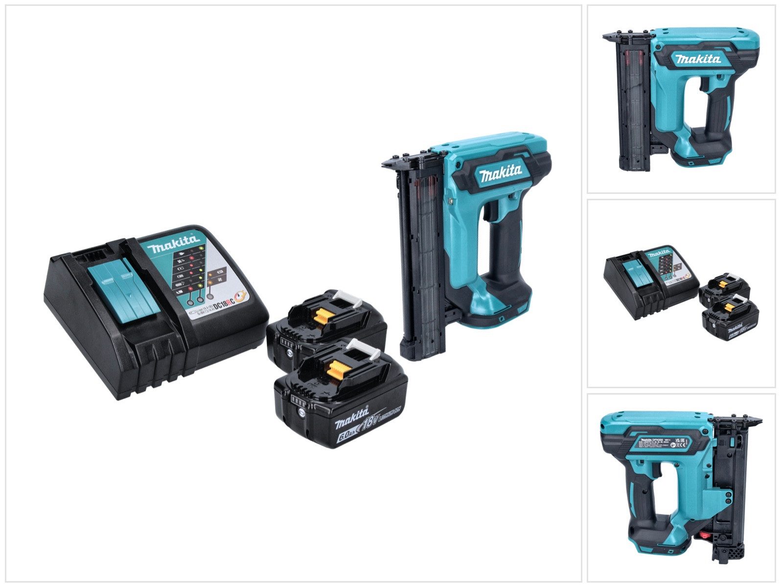 Makita Stauchkopfnagler DFN 350 RG Akku Stauchkopfnagler 18 V 15 - 35 mm + 2x Akku 6,0 Ah + L