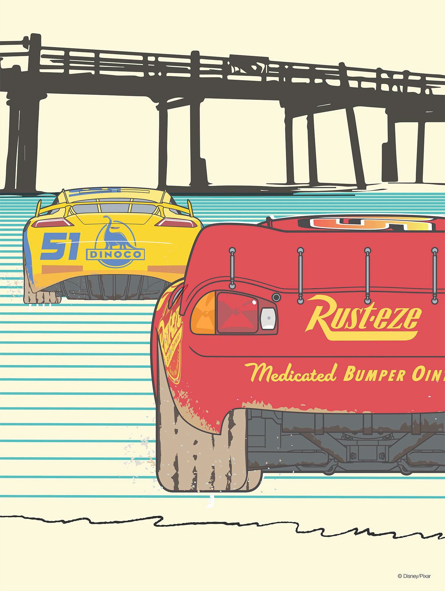 Komar Bild Cars Strengthen Together, Disney (1 St), Wandbild zur Dekoration im Kinderzimmer - ohne Rahmen