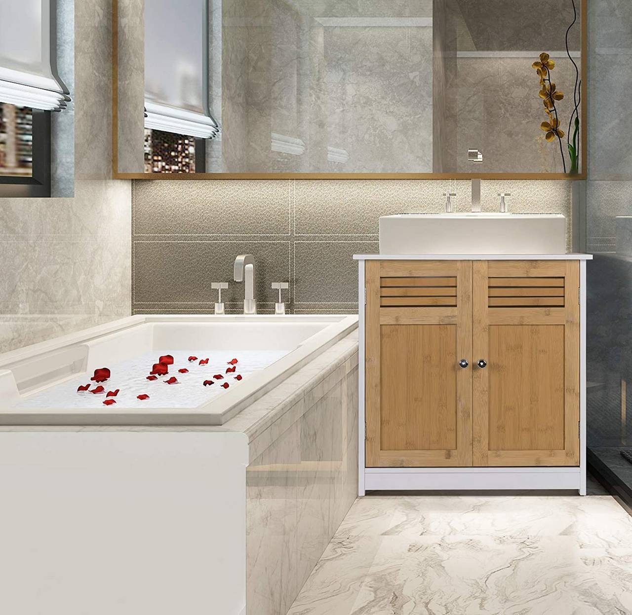 EUGAD Waschbeckenunterschrank (1-St) mit 2 Türen 60x30x60cm aus MDF günstig online kaufen