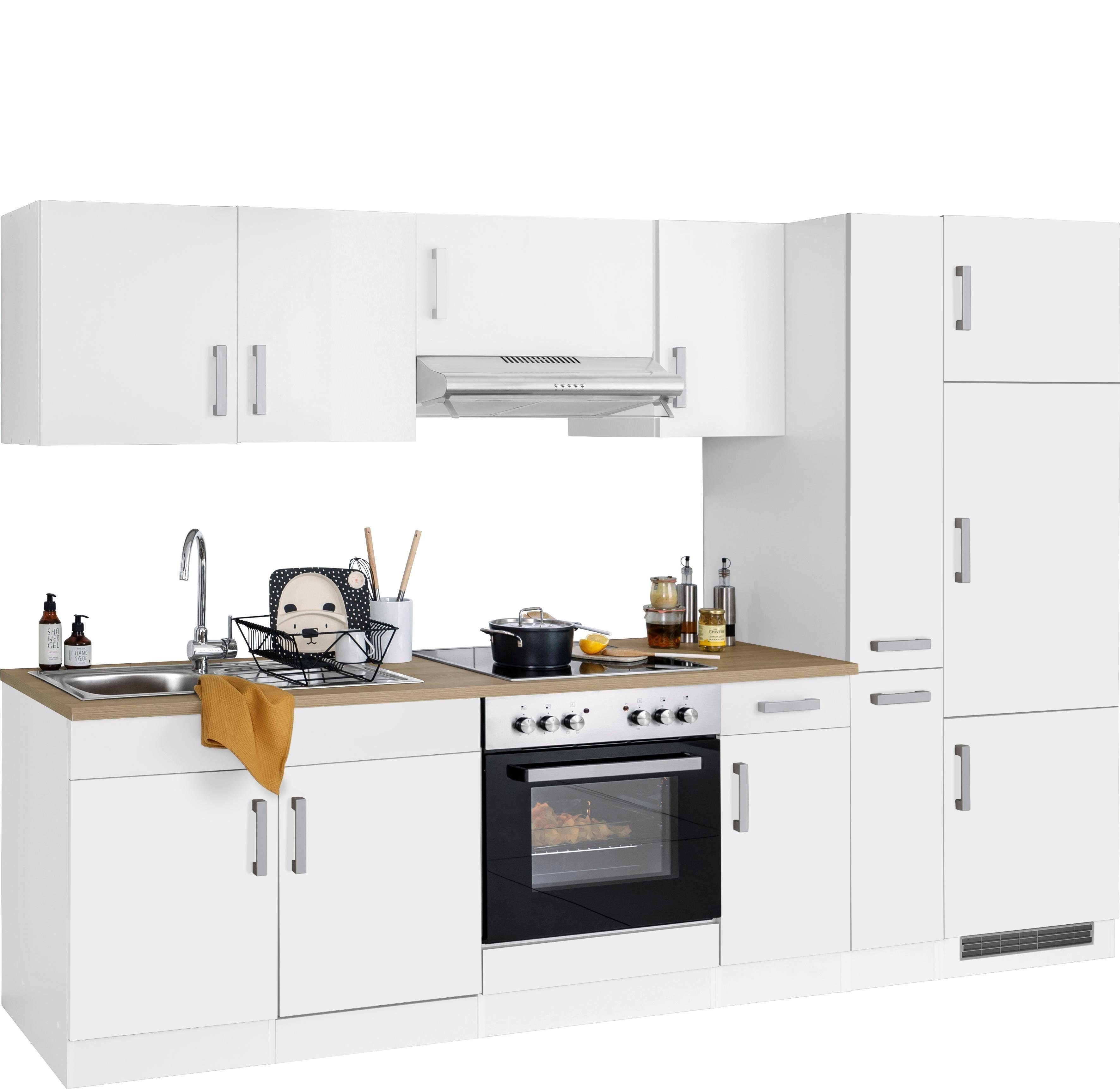 KOCHSTATION Küchenzeile KS-Gera, Breite 300 cm, wahlweise mit E-Geräten, mit Arbeitsplatte