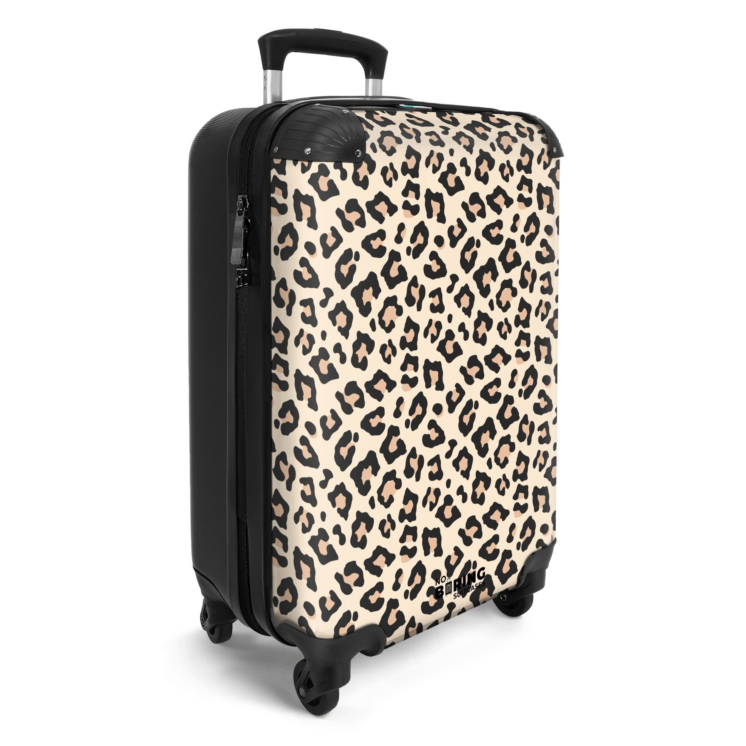 NoBoringSuitcases.com© Hartschalen-Trolley Beigefarbenes Leopardenfleckenmuster 55x35x20cm, 4 Rollen, Reisetasche mit Rollen, Koffer Handgepäck Flugzeug