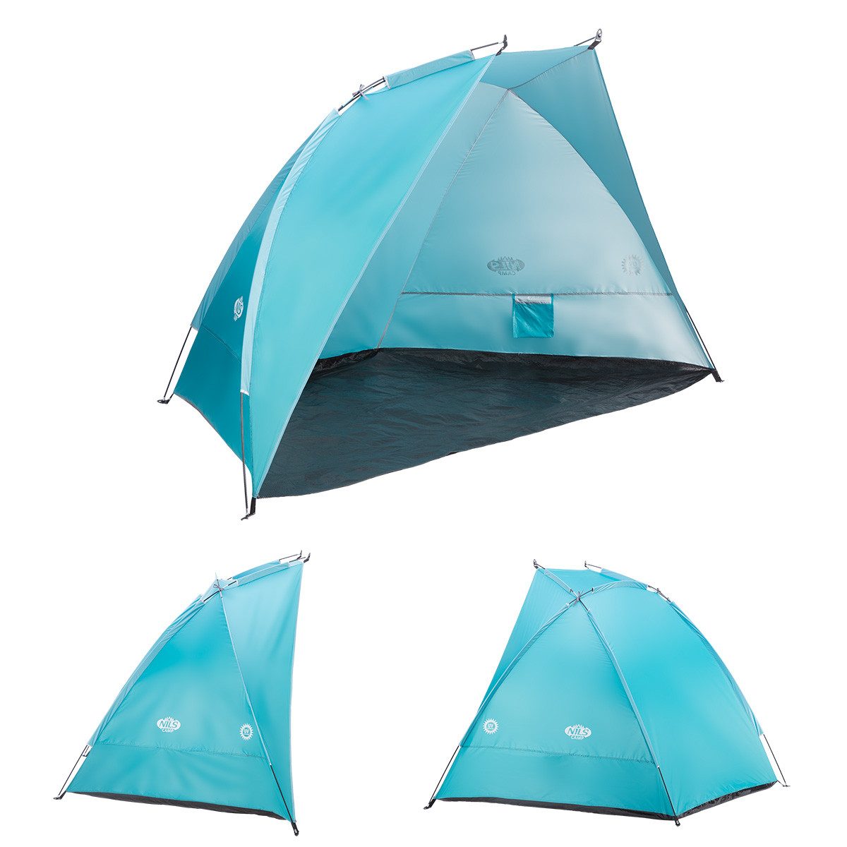NILS CAMP Strandmuschel Strandzelt türkis 260x120x120cm, günstig online kaufen