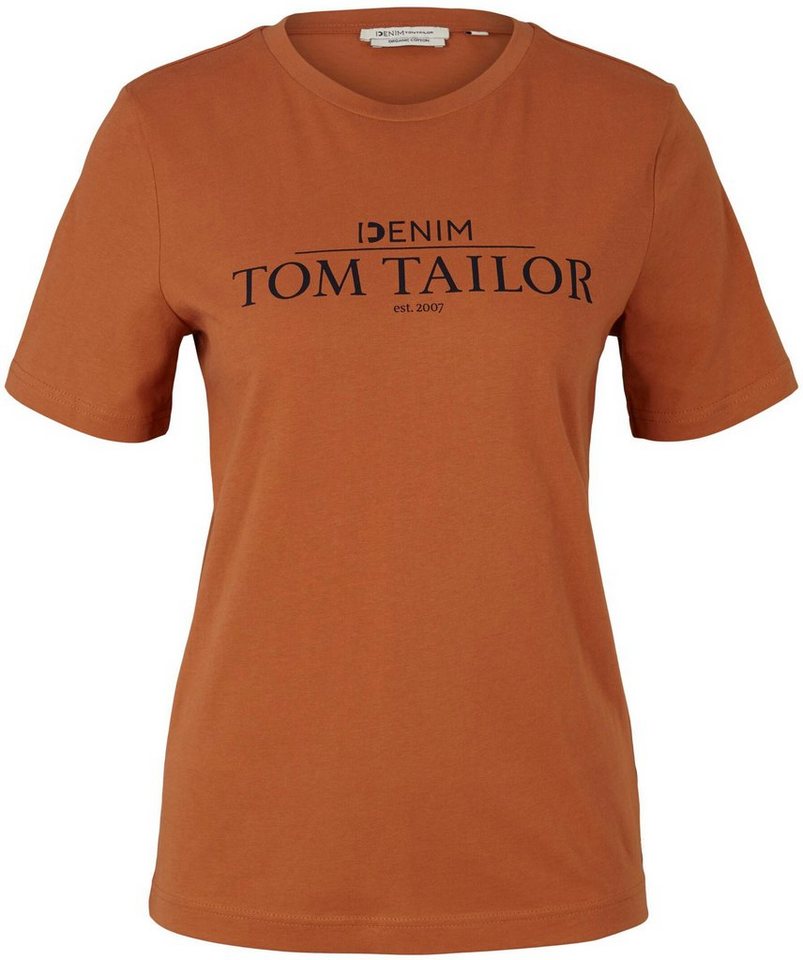 TOM TAILOR Denim T-Shirt mit Logo Print auf der Brust, Mit Bio-Baumwolle  aus nachhaltigem Anbau | T-Shirts