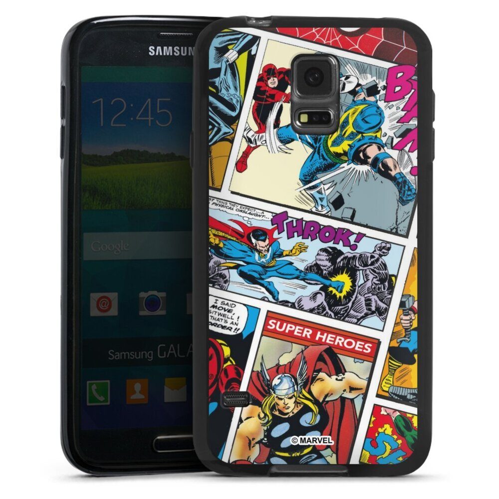 DeinDesign Handyhülle Marvel Retro Comic Blue, Samsung Galaxy S5 Silikon Hülle Bumper Case Handy Schutzhülle