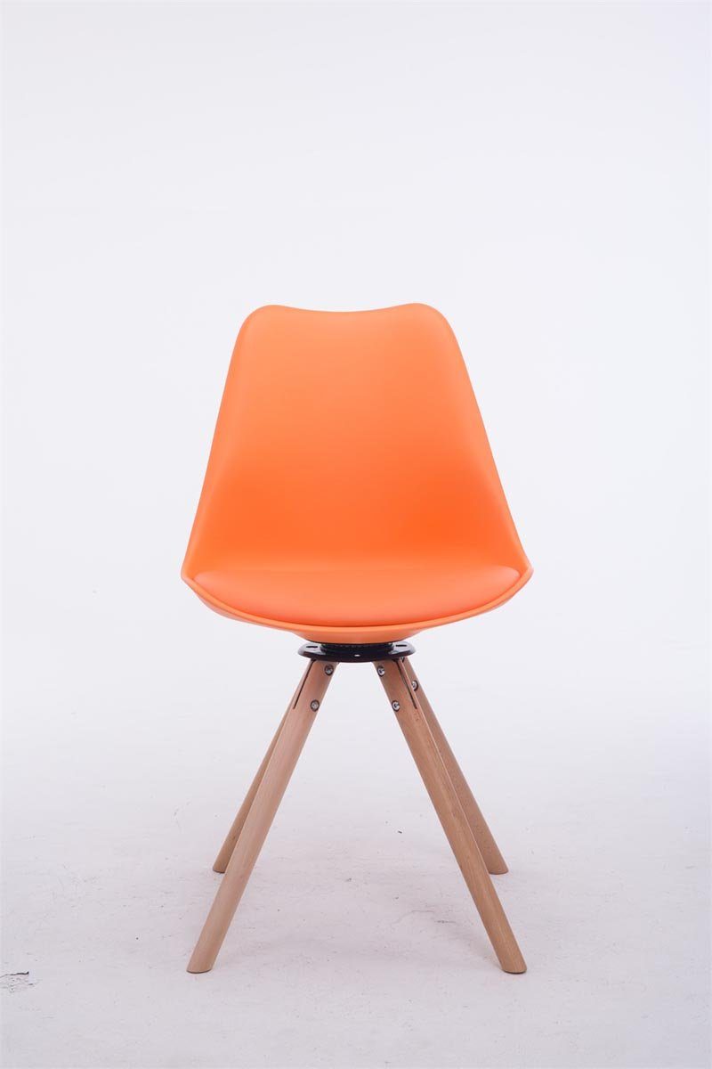 Natura Esszimmerstuhl Sitzfläche: Konferenzstuhl Gestell: Buchenholz (Küchenstuhl - Besucherstuhl hochwertig Sitzfläche orange Wohnzimmerstuhl), Troll mit TPFLiving gepolsterter - - - rund Kunstleder