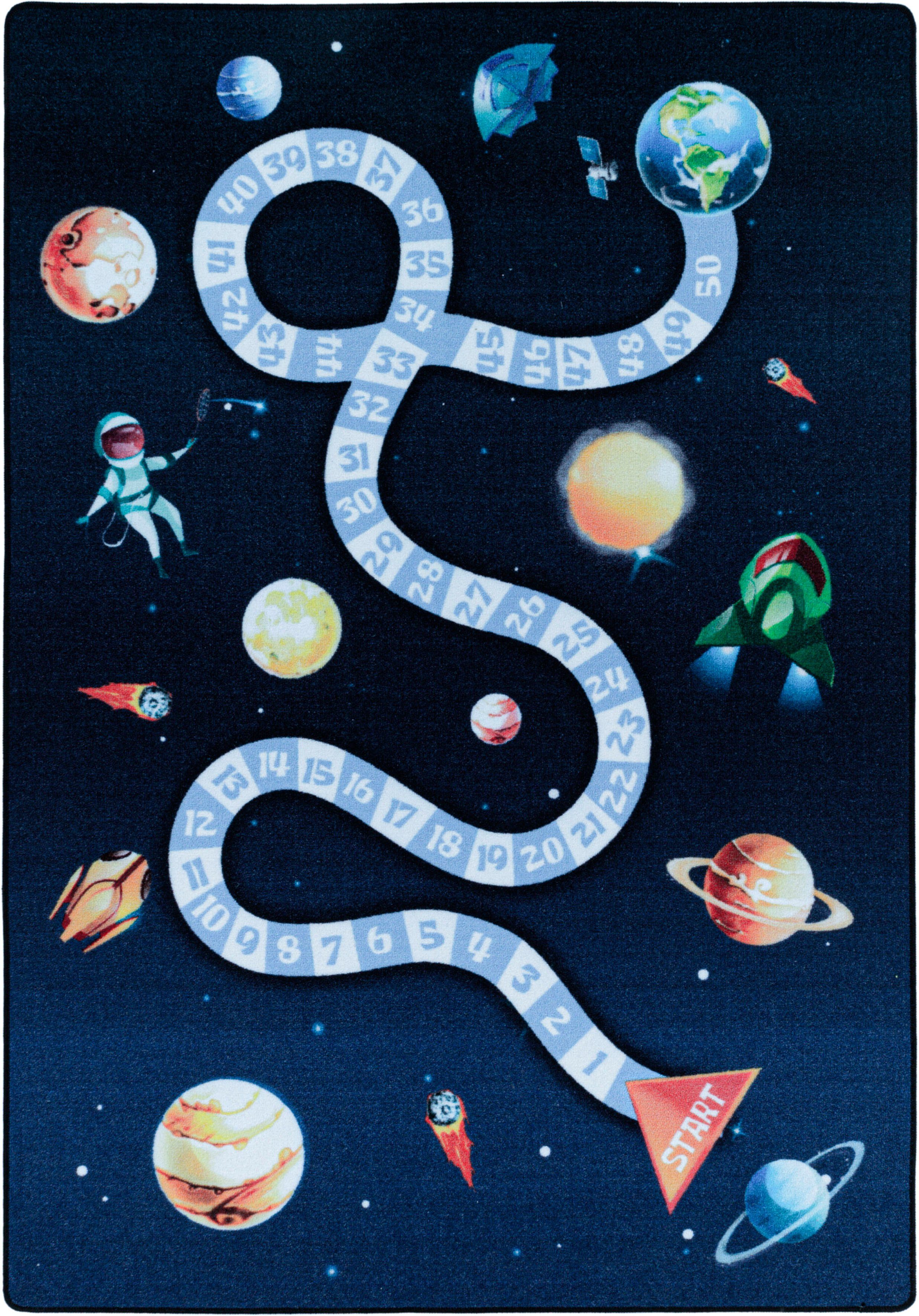 Ayyildiz Teppiche Kinderteppich PLAY 2910, rechteckig, Höhe: 6 mm, robuster Kurzflor, Weltall, Zahlen Spiele Hüpf Teppich, Kinderzimmer