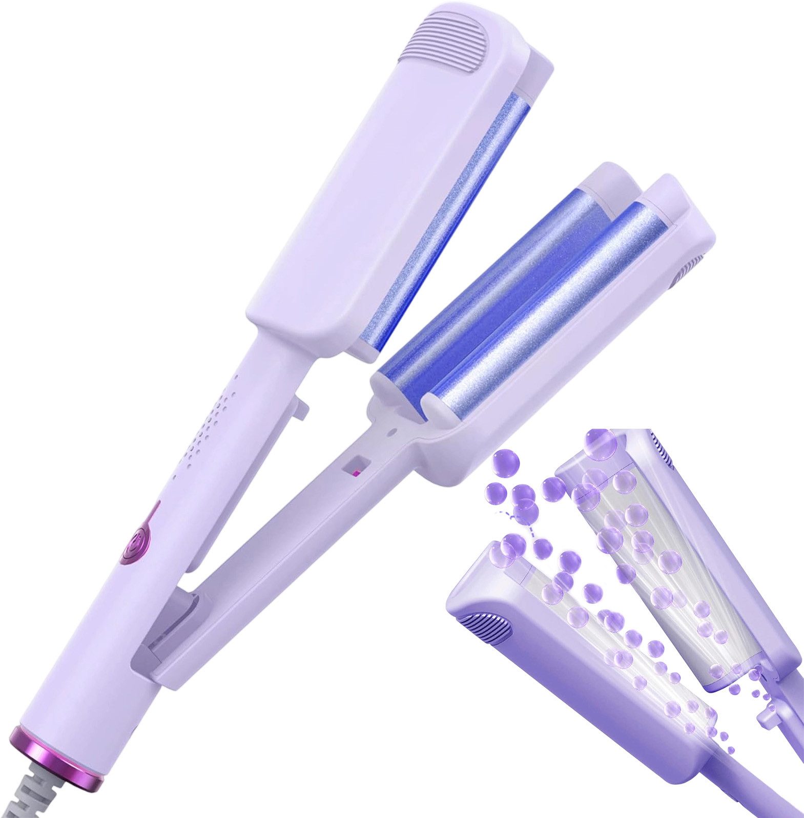 OKWISH Lockenstab Lockenwickler elektrisch Welleneisen Hairstyling-Gerät, Keramikbeschichtung kombiniert, 32mm Lockenstab 4 Temperaturstufen schnelles Aufheizen