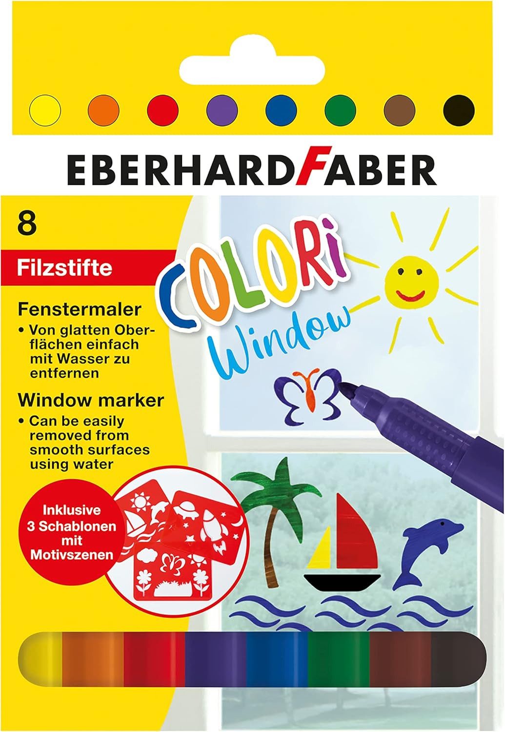Eberhard Faber Marker Eberhard Faber Window Marker 8er Set mit Schablonen