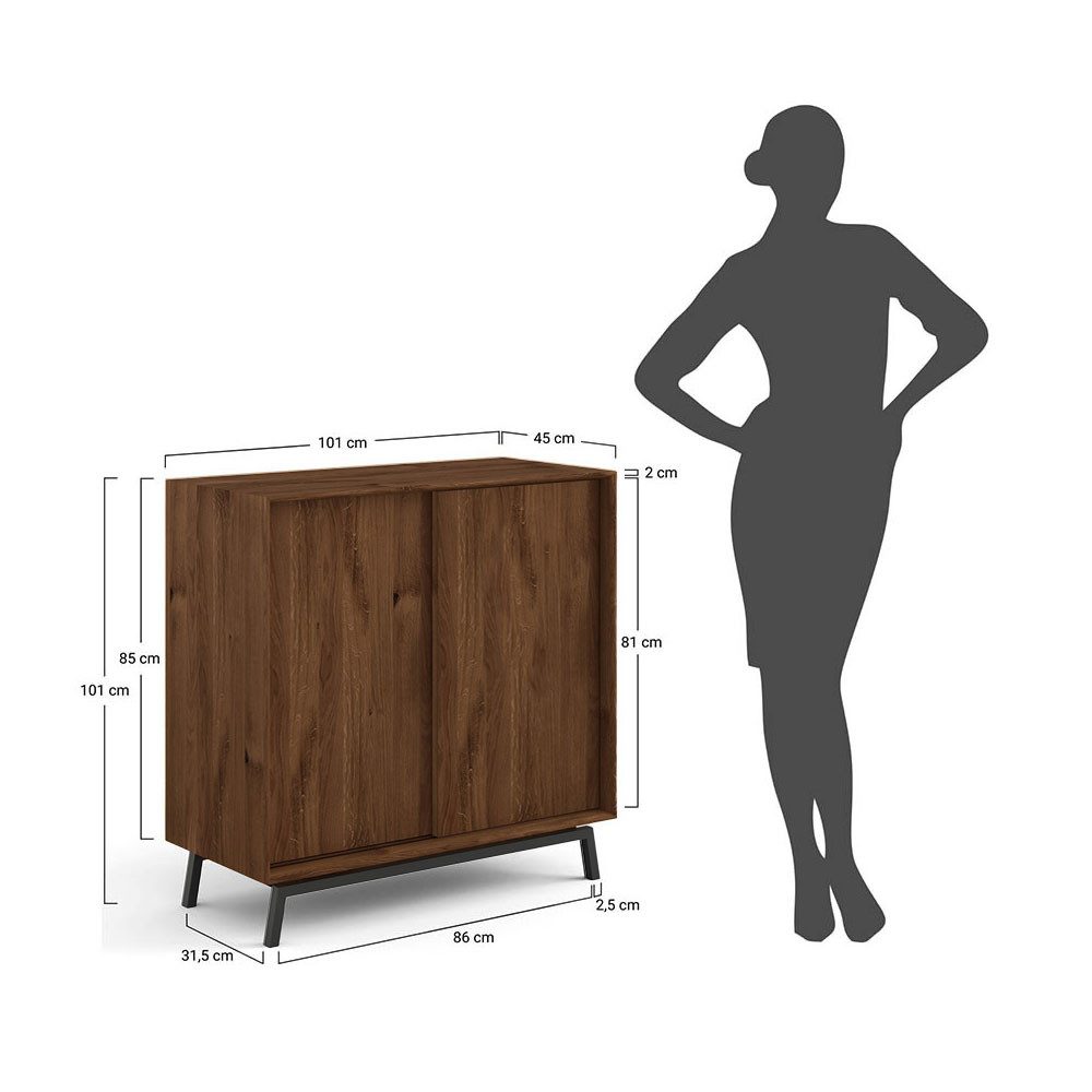 Feldmann-Wohnen Flaschenregal Modern Loft, 2-türig, mit Weinregal 1-tlg., 101x45x101cm 2-türig Eiche Tabak