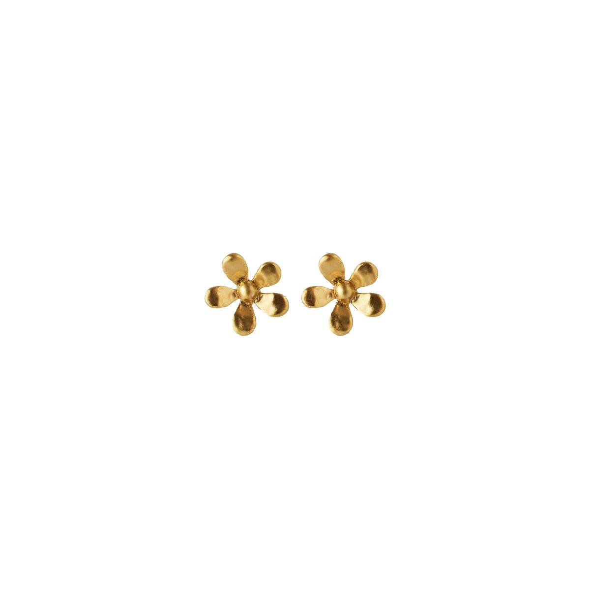 Pernille Corydon Paar Ohrstecker Damen Gold - Wild Poppy Ohrringe vergoldet in Blumenform 1 cm, Silber 925, 18 Karat Vergoldet
