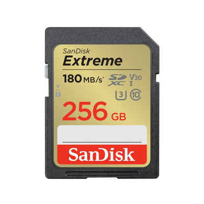 Sandisk SDXC Extreme 256GB (180/130 MB/s R/W), 1 Jahr RescuePRO Deluxe Speicherkarte (256 GB, UHS Class 3, 180 MB/s Lesegeschwindigkeit)