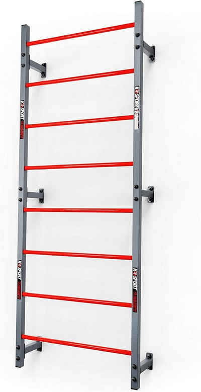 K-SPORT Kraftstation Sprossenwand mit 8 Sprossen, (Kletterwand zur Wandmontage, Hangelleiter zur Deckenmontage), Made in EU!