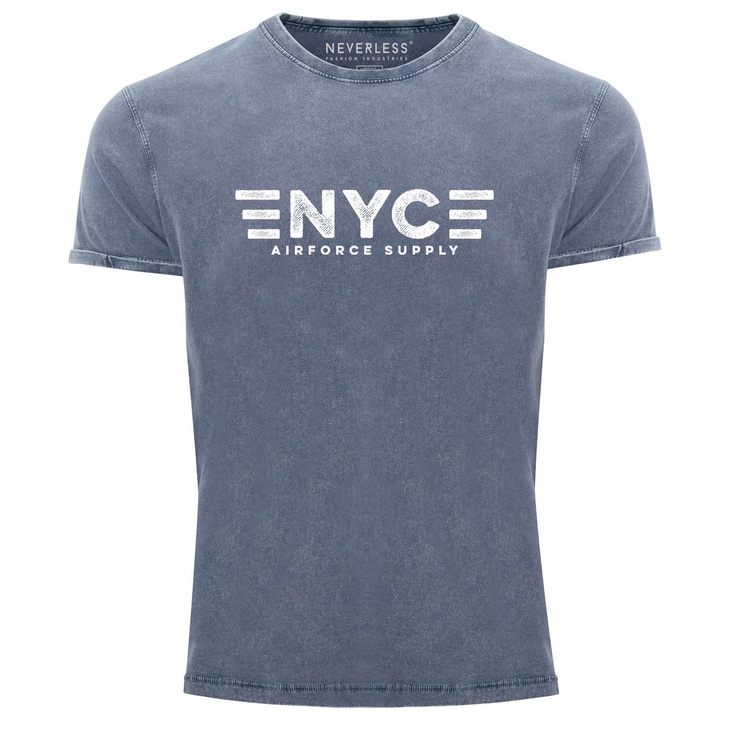 Neverless Print-Shirt Herren Vintage Shirt Aufdruck günstig online kaufen