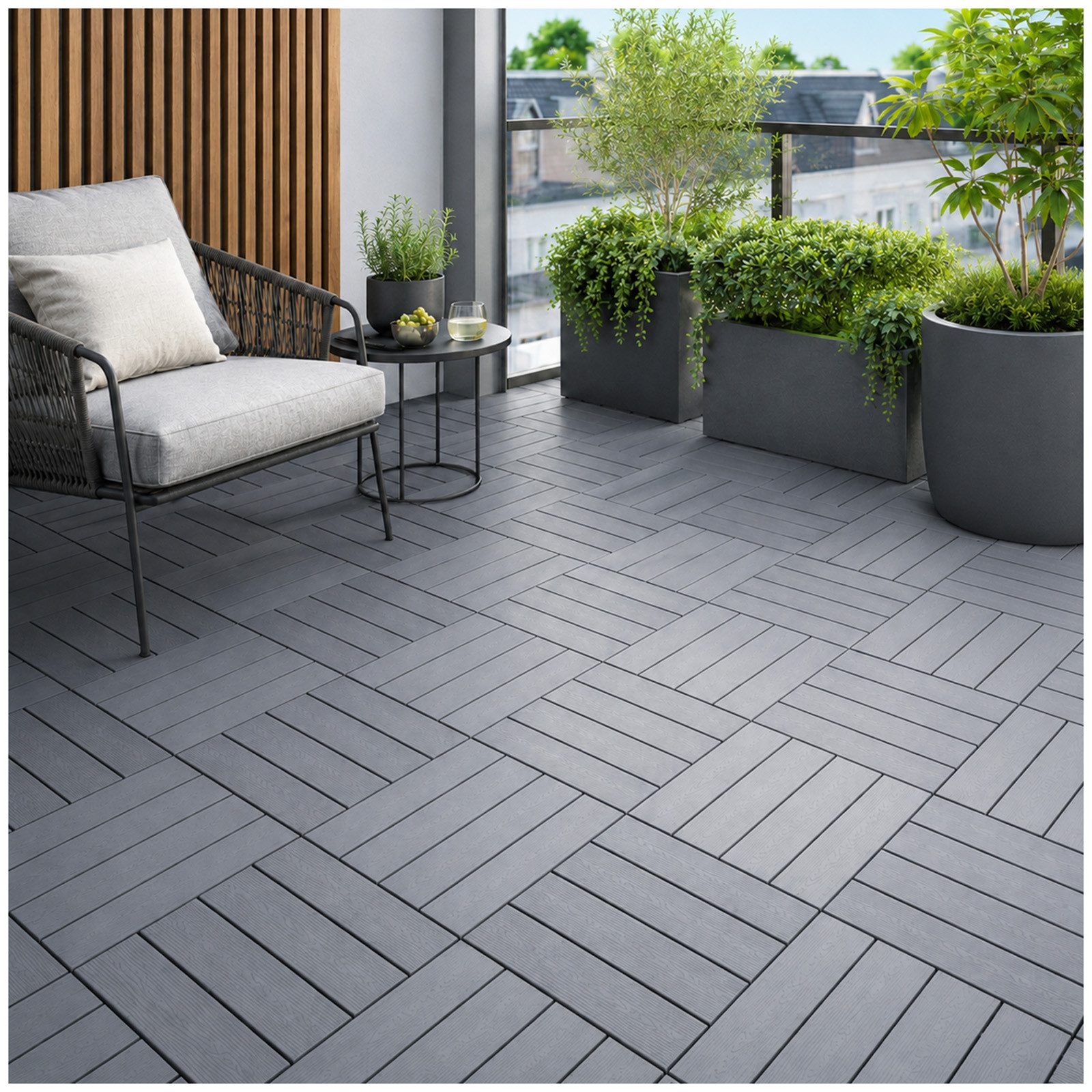 HTI-Living Outdoor-Bodenplatte Bodenplatte 9-teilig Nessa Klick, Set, 9-St., 9 Bodenplatten, Terrassenplatte Gehwegplatte