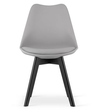 Home Collective Esszimmerstuhl Stuhl in insgesamt 11 Farben, Wohnzimmerstuhl, bequem und stabil (1 St), Schalenstuhl, 1x grau mit Vollholzbeinen in schwarz