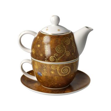 Goebel Teekanne Tea for One - Der Kuss Gustav Klimt, (Stück, 1 Teekanne mit Tasse und Unterteller), Teekanne Tasse Sammlerstück