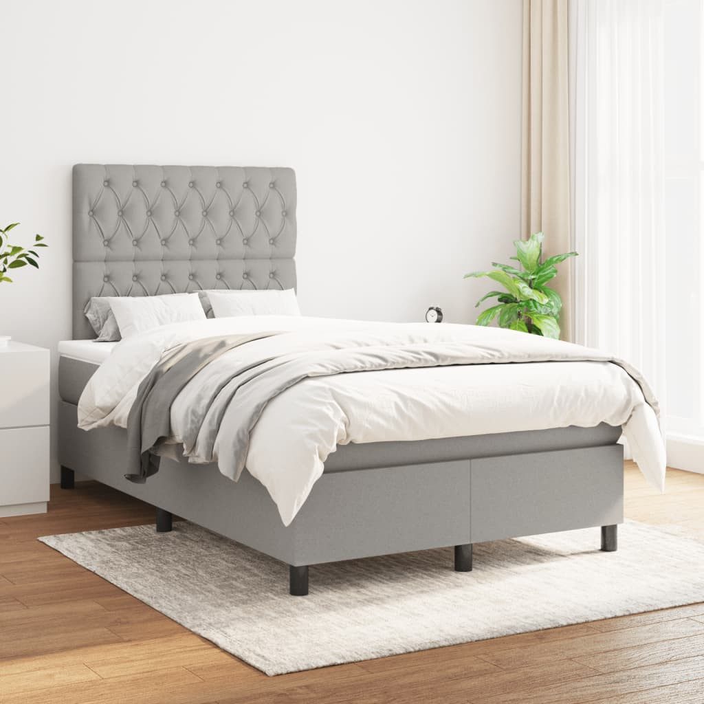 vidaXL Bett Boxspringbett mit Matratze Hellgrau günstig online kaufen