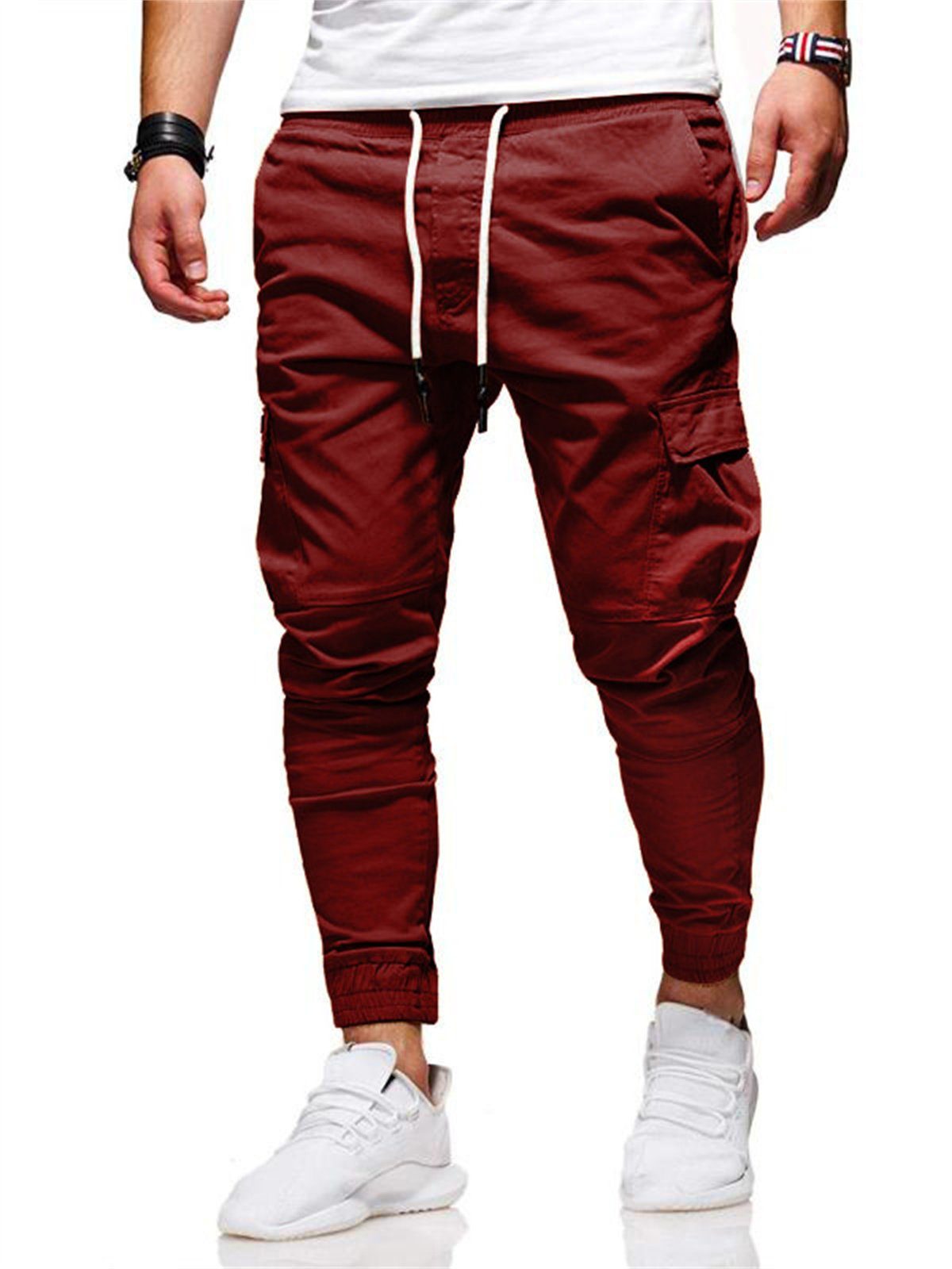 Discaver Loungepants Herren Tether Elastic Loose Long Casual Sporthose Weinrot | 