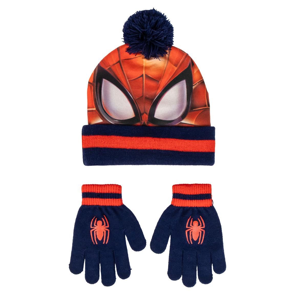 Spiderman Bommelmütze Spider-Man Bommelmütze und Handschuh Set, Avengers, Spidermann